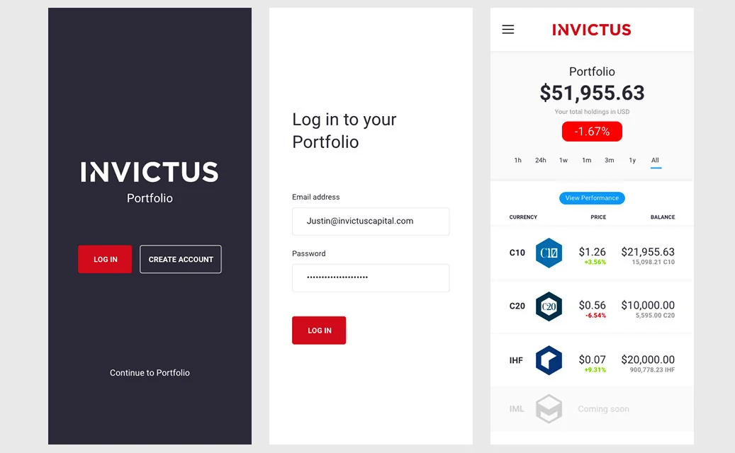 Invictus investment portfolio app, image 1 of 3