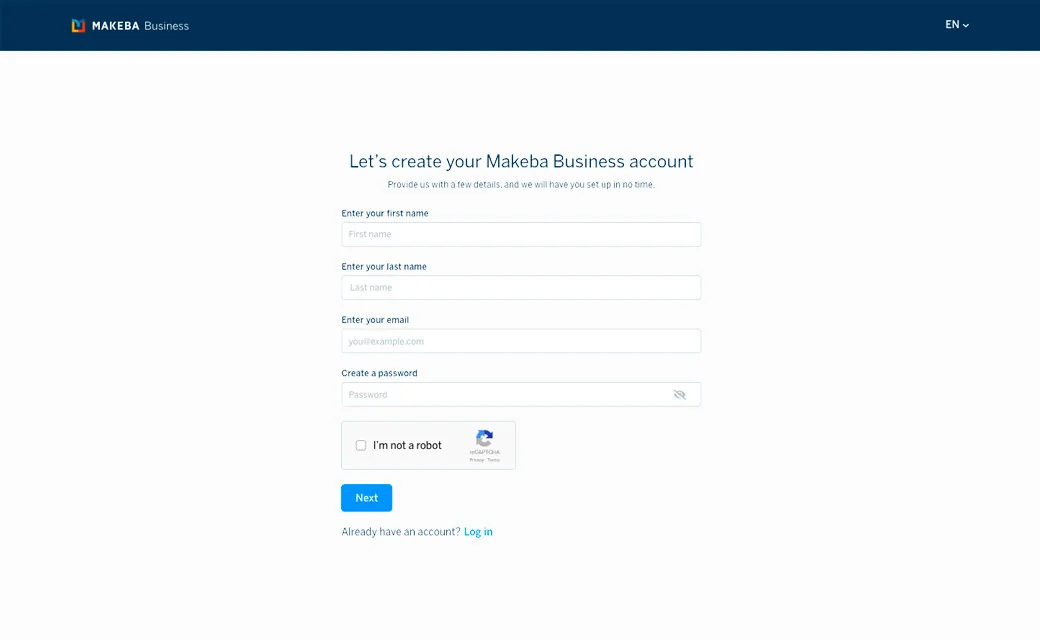 Makeba Business Portal sign-up, image 3 of 7