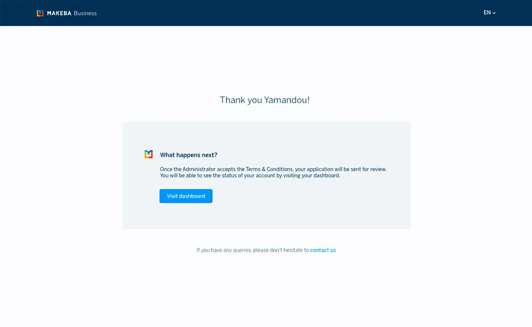 Makeba Business Portal sign-up, image 7 of 7